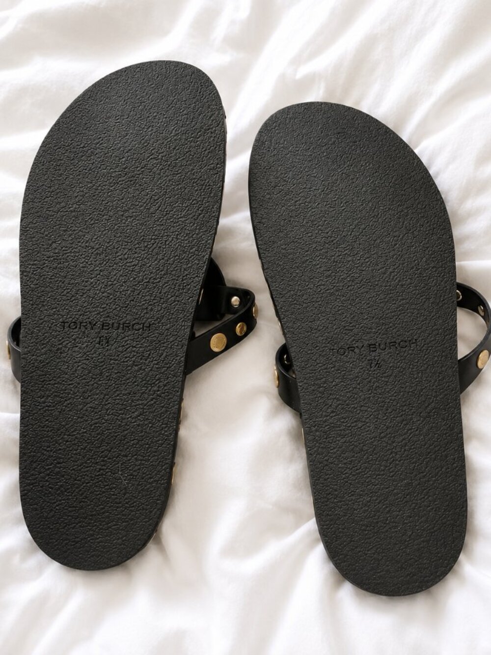 Tory Burch Black Calf Leather Miller Cloud Coin Sandals In Perfect Black - Picture 5 of 5